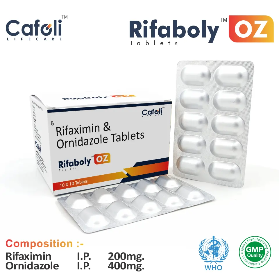 Rifaximin (200mg) + Ornidazole (400mg) Tablet in PCD Pharma Franchise at Best Price